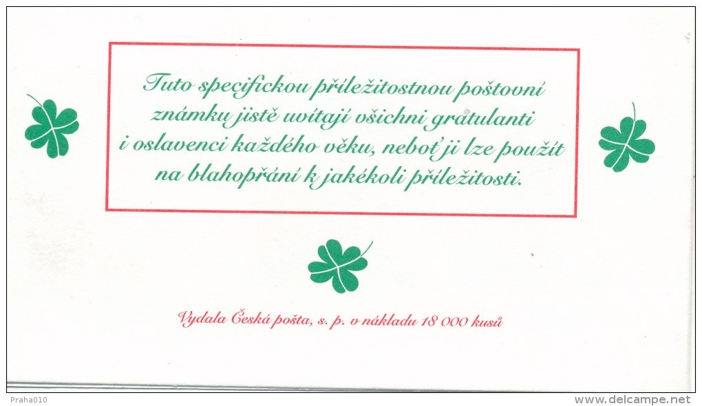Czech Rep. / Stamps Booklet (1997) 0139 ZS 1 Heartfelt Congratulations (J3844) - Unused Stamps
