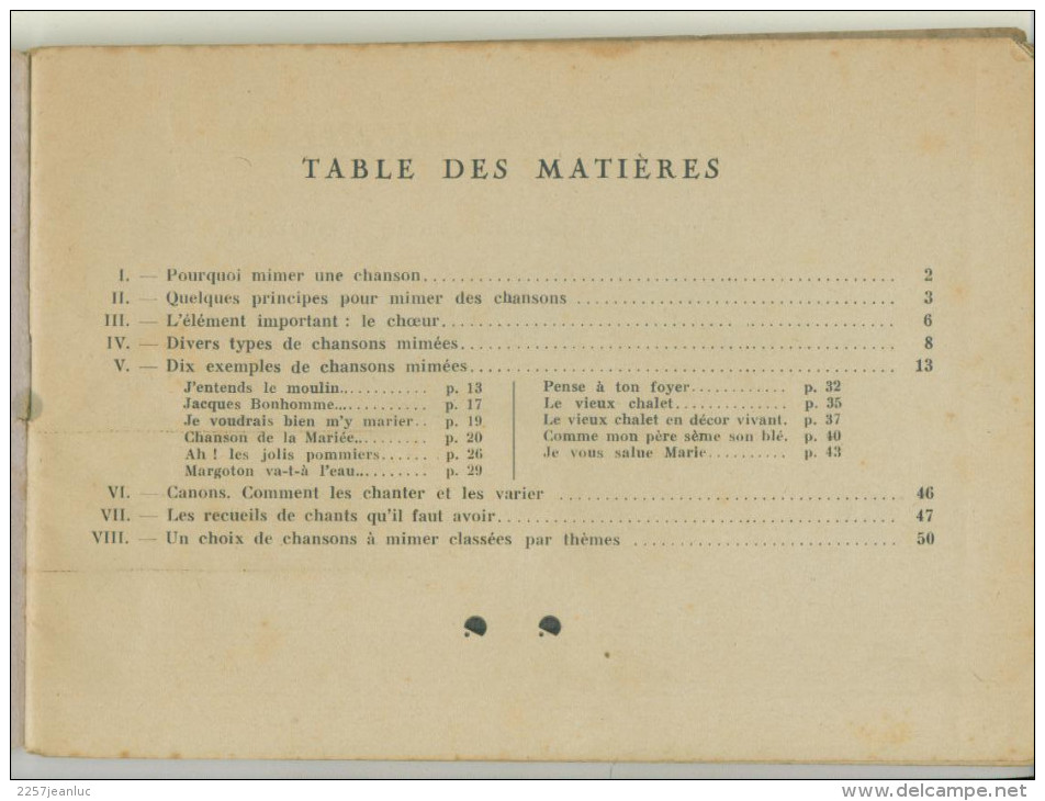 Carnet De Chansons Mimées édition JACF à Lyon 1941 Recueil De Chansons Paroles Et Musiques Avec Notes De Mimes - Autres & Non Classés