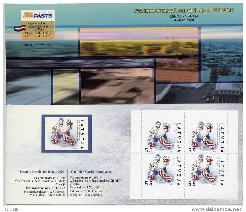 LATVIA 2006 Essen Stamp Fair Booklet With Ice Hockey  Michel 667 X 4  MNH / ** - Lettonie