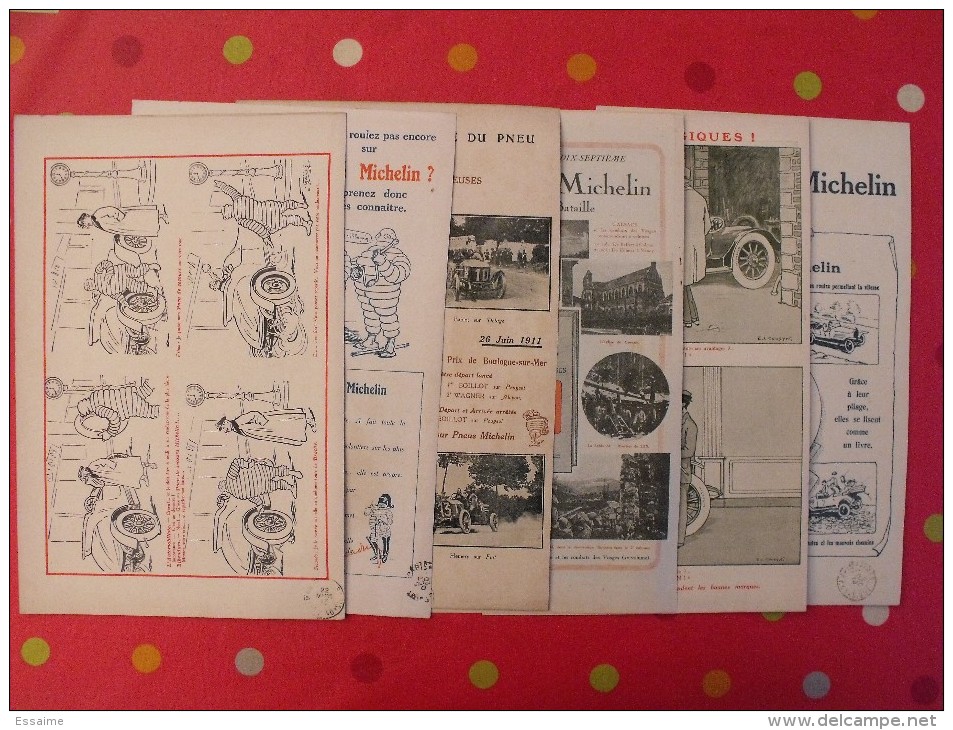 6 Publicités Michelin. Pneu, Bonhomme, Carte, Guide. Sorties De Revues 1910-1920 - Publicidad