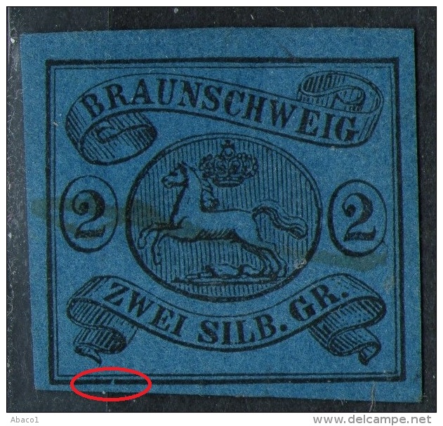 Federzug Auf 2 Silbergroschen Blau - Braunschweig Nr. 7a Mit Abart - Kabinett - Brunswick