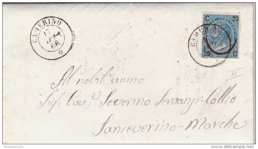 Camerino Per San Severino Marche . Su Plico Con Contenuto 1866 - Storia Postale