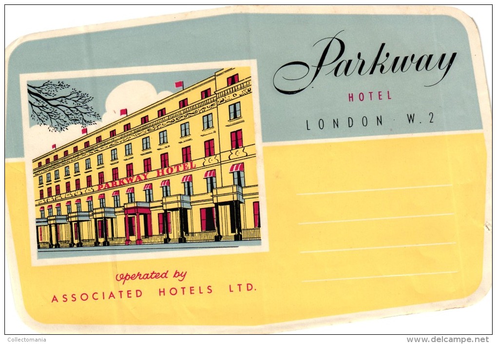 8 HOTEL Labels ENGLAND ANGLETERRE  LONDON  Dorchester Mount Royal Parkway Mostyn ST Ermin Claridge Howard-