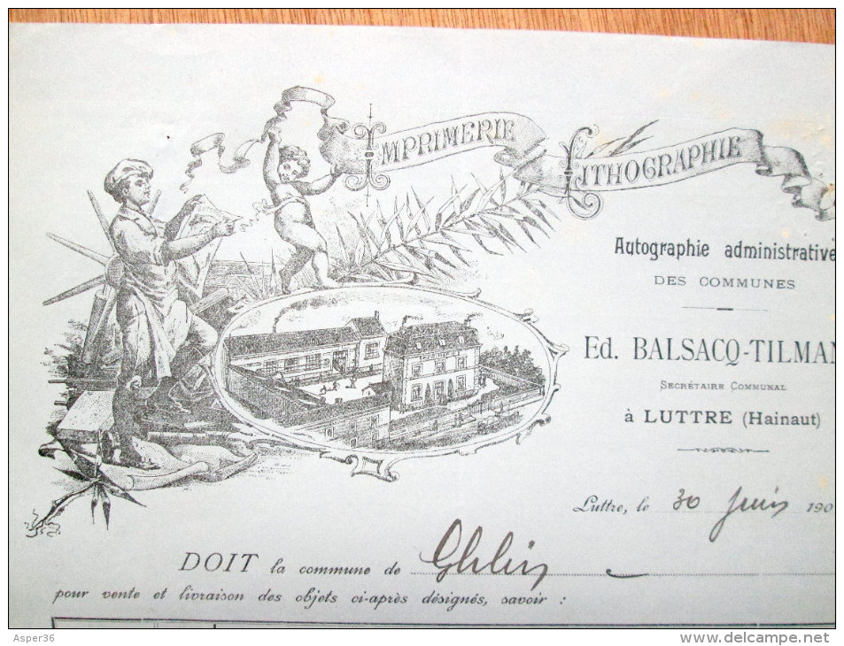 Facture "Imprimerie Lithographie Ed Balsacq-Tilmant, Luttre 1900" - 1900 – 1949