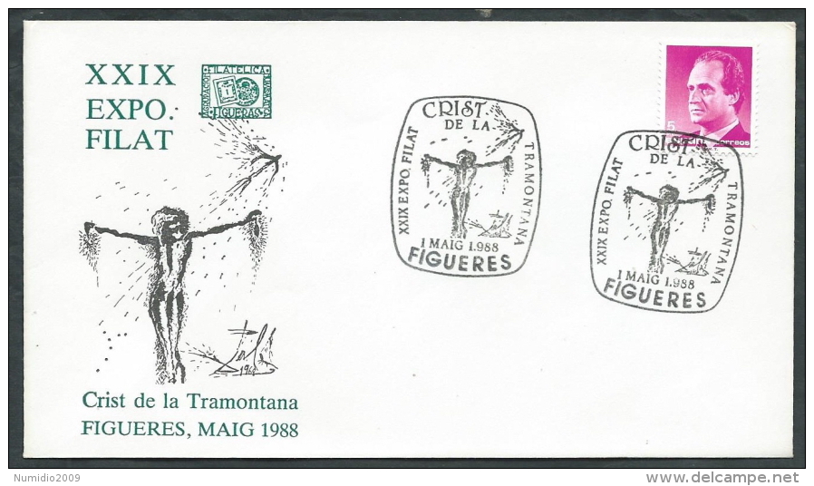 1988 SPAGNA BUSTA SPECIALE ESPOSIZIONE FILATELICA FIGUERES - F-2 - FDC