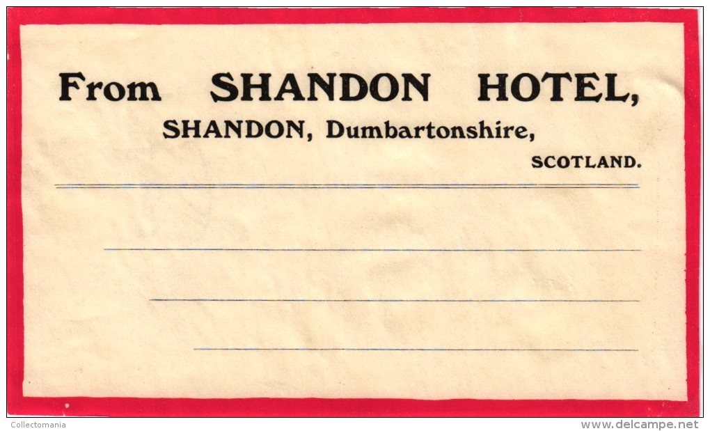 11 HOTEL Labels ENGLAND SCOTLAND Shandon Aberfoyle IRELAND Kenmare Galway Bay Peterborough Burnley Aberdeen Kent Penzan - Hotelaufkleber