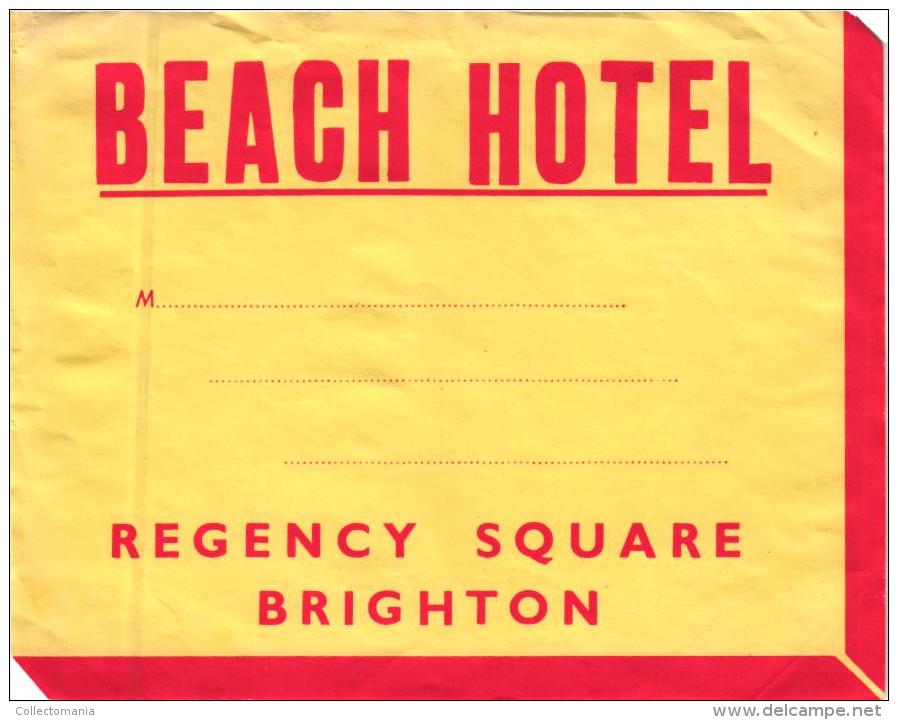 13 HOTEL Labels ENGLAND ANGLETERRE Weymouth Scarborough Brighton Sheffield Southampton Aberystwyth Southsea Wallingford