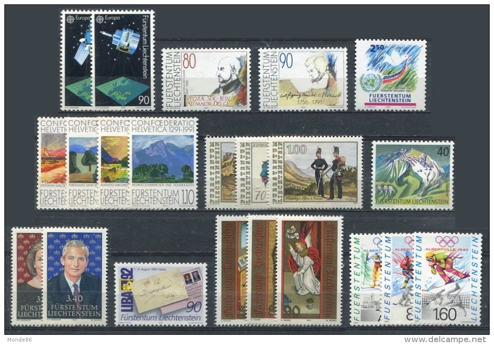 LIECHTENSTEIN - Année Complète 1991 ** - TB - Années Complètes