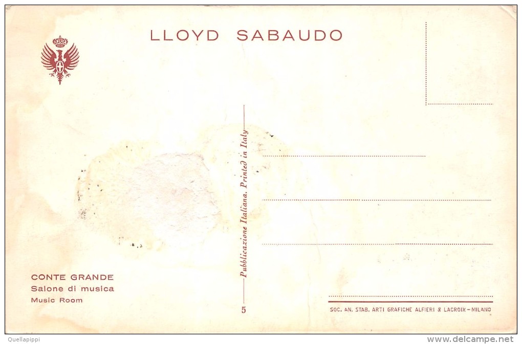 02459 "LLOYD SABAUDO - CONTE GRANDE - SALONE DI MUSICA"   CART.  NON SPED. - Banche