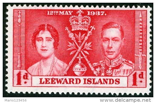ISOLE LEEWARD, LEEWARD ISLANDS, COLONIA BRITANNICA, BRITISH COLONY, INCORONAZIONE, 1937, NUOVO (MNH**), Scott 100 - Leeward  Islands