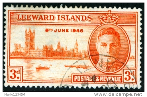 LEEWARD ISLANDS, COLONIA BRITANNICA, BRITISH COLONY,  RE GIORGIO VI, 1946,  USATO, Scott 117 - Leeward  Islands