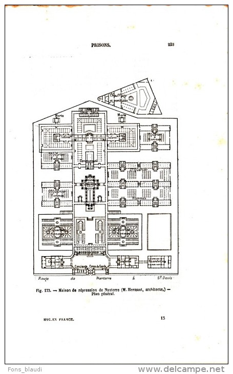 1883 - Gravure Sur Bois - Nanterre - Maison De Répression - Plan Général - FRANCO DE PORT - Estampes & Gravures