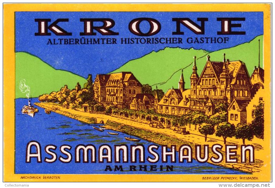 17 HOTEL Labels DEUTSCHLAND GERMANY ALLEMAGNE KOLN Bad Kissingen Assmannshausen Schliersee Villach Jena Meersburg