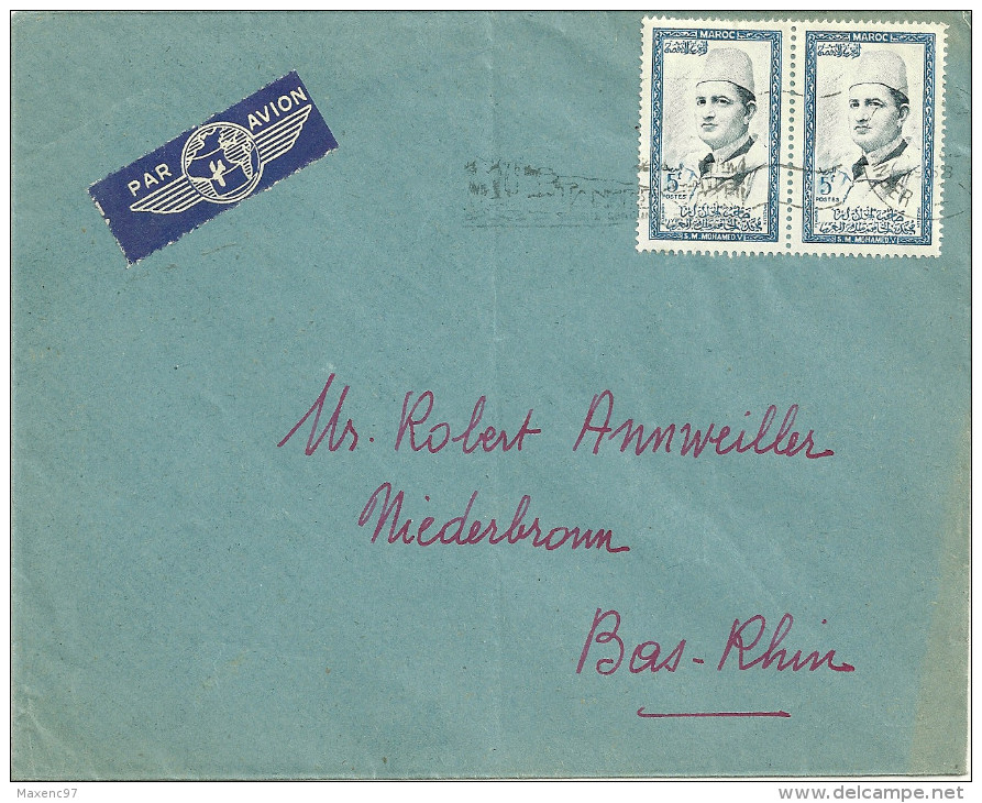 LETTRE PAR AVION POUR LA FRANCE AVEC PAIRE 5F MOHAMED V EN 1958 - Morocco (1956-...)