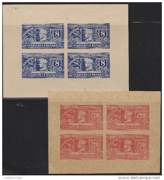 E) 1937 NICARAGUA, AIR MAIL, COLÓN - DAY OF RACE, SOUVENIR SHEETS, MNH - Nicaragua