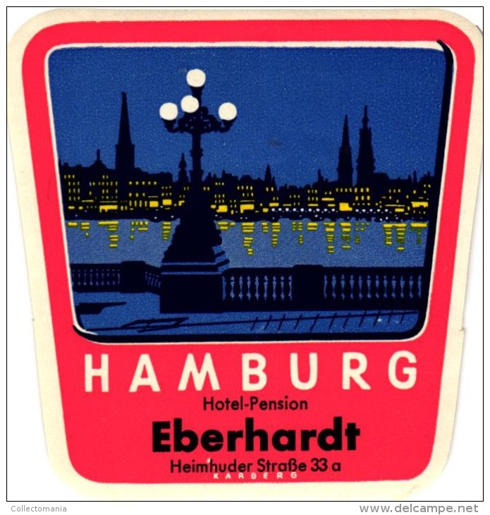 21 HOTEL Labels DEUTSCHLAND GERMANY ALLEMAGNE Ulm Hamburg ILsenburgPorta Helmstedt Neubrandenburg Lindau WAREMUNDE - Hotelaufkleber