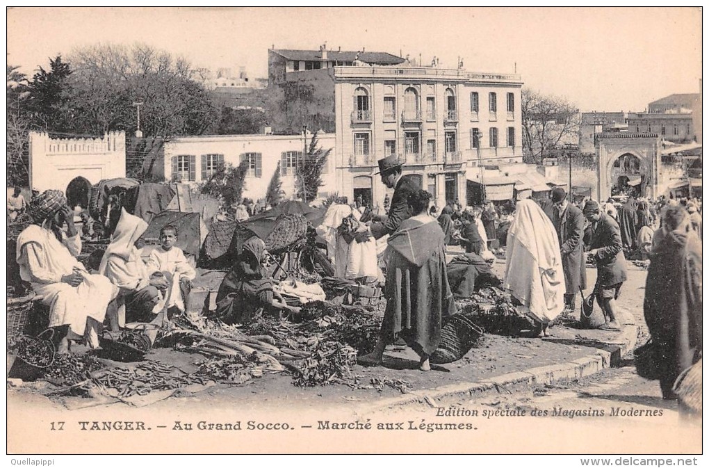 02464 "12 TANGER - AU GRAND SOCCO - MARCHE' AUX LEGUMES"  MERCATO, ANIMATA.   CART.  NON  SPED. - Tanger