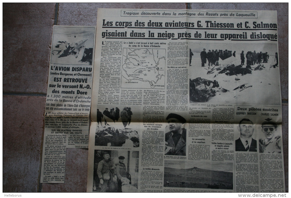 Coupure Presse 1961 Accident Avion Jodel Razats Près LAQUEUILLE LA BOURBOULE LE MONT DORE Puy De Dôme 63 - Documents Historiques