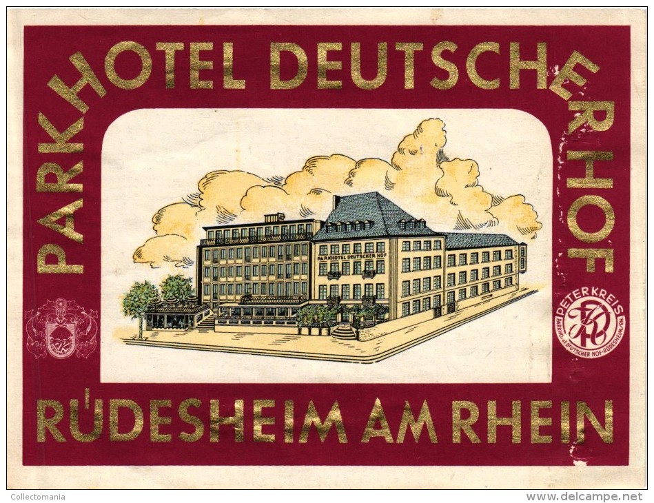 22 HOTEL Labels DEUTSCHLAND GERMANY MULHEIM Schluchsee RUDESHEIM Hamburg Garmisch Heidelberg - Etiketten Van Hotels