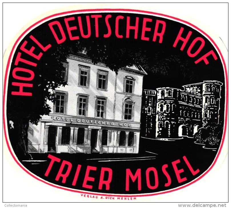 22 HOTEL Labels DEUTSCHLAND GERMANY MULHEIM Schluchsee RUDESHEIM Hamburg Garmisch Heidelberg