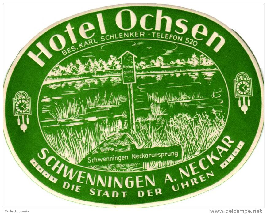 22 HOTEL Labels DEUTSCHLAND GERMANY MULHEIM Schluchsee RUDESHEIM Hamburg Garmisch Heidelberg