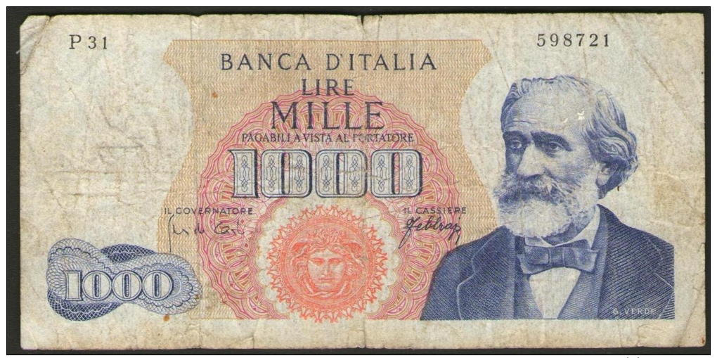 ITALIA 1965 - 1000 Lire 10-08-1965 Lotto P 31  Carli Febbraio - 1000 Lire