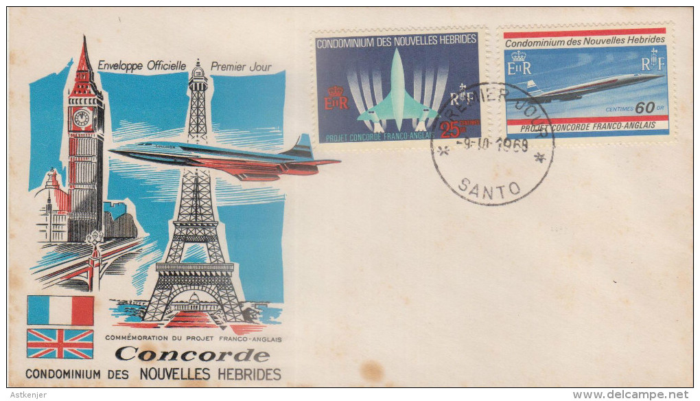 FDC NOUVELLES HEBRIDES 09.10.1968 - Concorde - FDC