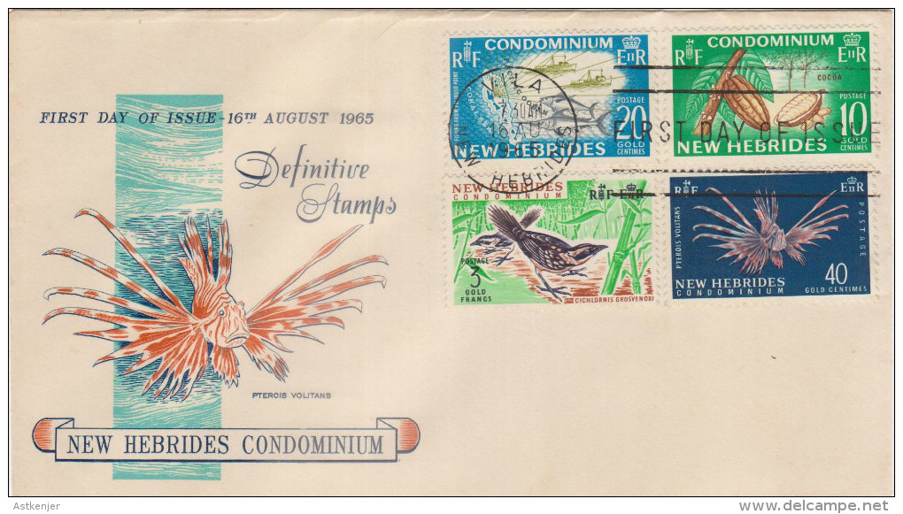 FDC NOUVELLES HEBRIDES 16.08.1965 - Definitives Stamps - FDC