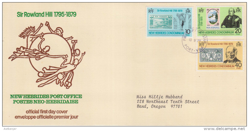FDC NOUVELLES HEBRIDES 10.09.1979 - Sir Rowland HILL - FDC