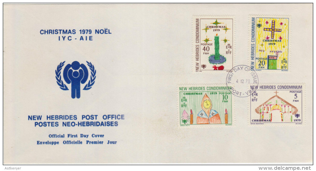 FDC NOUVELLES HEBRIDES 04.12.1979 - NOEL 1979 - FDC