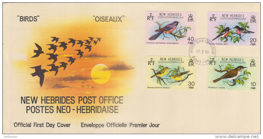 FDC NOUVELLES HEBRIDES 27.02.1980 - Oiseaux - FDC