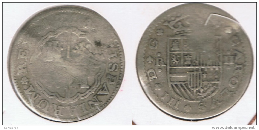 ESPAÑA CARLOS III EL PRETENDIENTE 2 REALES 1718 PLATA SILVER IMPOSIBLE T - Otros & Sin Clasificación