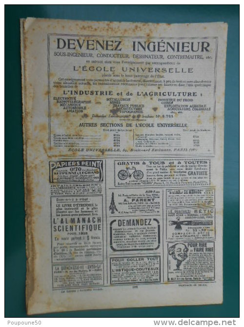 JOURNAL SYSTEME D  Hebdomadaire  Illustré JOURNAL Du Débrouillard  N: 37   Dimanche 1 Er Mars 1925 - Autres & Non Classés