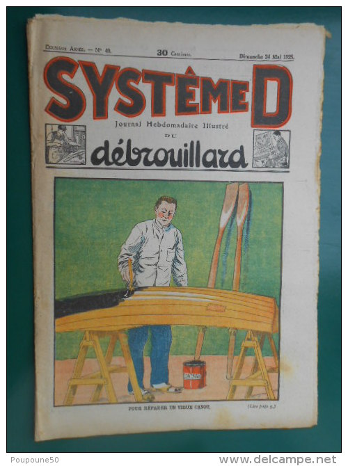 JOURNAL SYSTEME D Hebdomadaire  Illustré JOURNAL Du Débrouillard  N: 49  CANOE  Dimanche  24 Mai   1925 - Autres & Non Classés