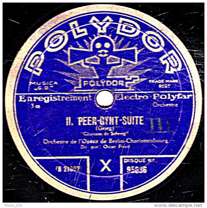 78 Trs 30 Cm  état B -  ORCHESTRE DE L'OPERA DE BERLIN - PEER-GYNT - SUITE  "Retour De Peer-Gynt" "Chanson De Solverg" - 78 T - Disques Pour Gramophone