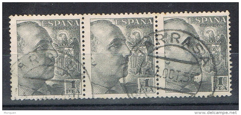 Trio Sellos 1 Pta Caudillo, Fechador TARRASA (Barcelona) Num 1056 º - Used Stamps