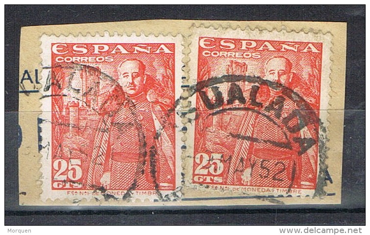 Dos Sellos 25 Cts Caudillo Mota, Fechador IGUALADA (Barcelona) Num 1032 º - Used Stamps