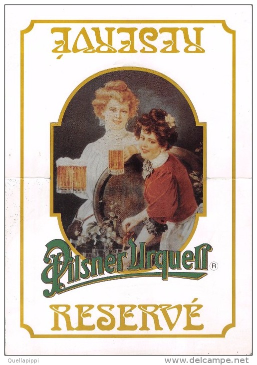 02473 "SEGNAPOSTO DECORATO CON PUBBLICITA´ DELLA PILSNER URQUELL".  ORIGINALE - Menu