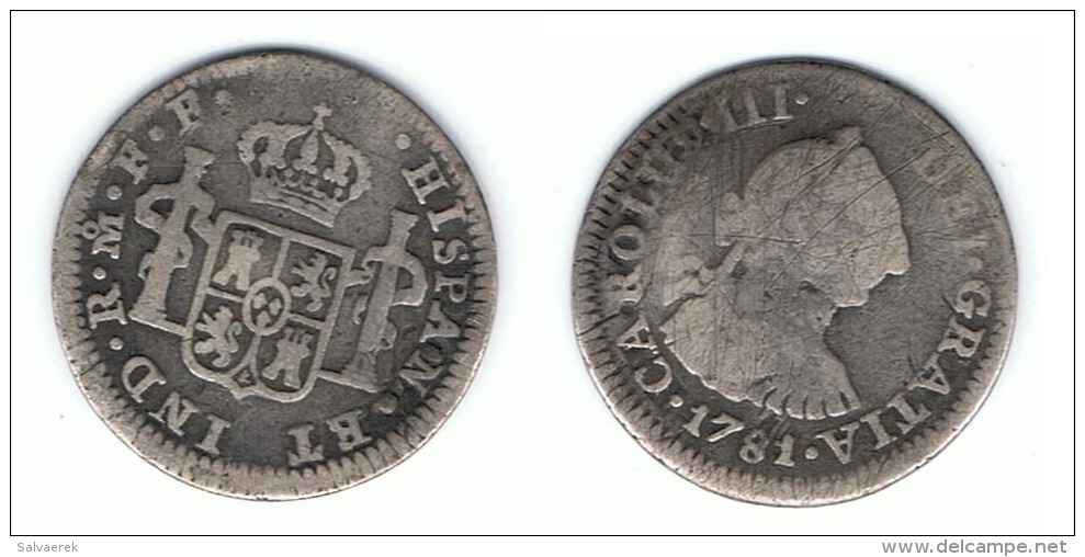 MEXICO CARLOS III MEDIO REAL 1781 PLATA SILVER T - México