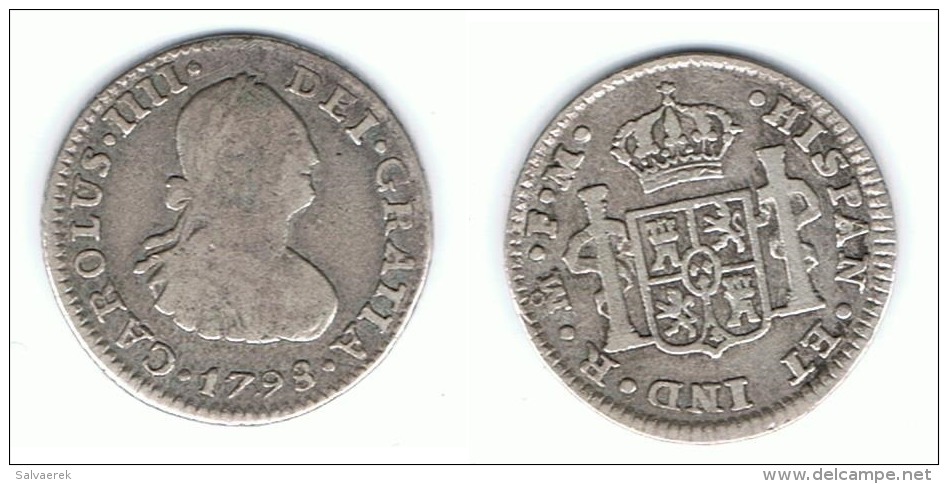 MEXICO CARLOS IIII MEDIO REAL 1798 PLATA SILVER T - México