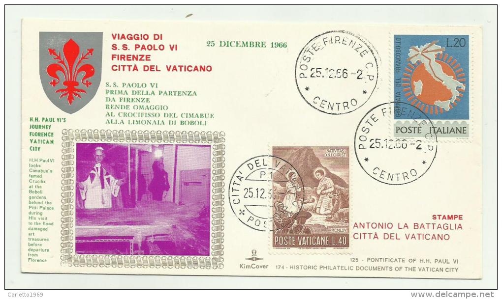 POSTA VATICANA VIAGGIO DI S.S. PAOLO VI 1966 - Storia Postale