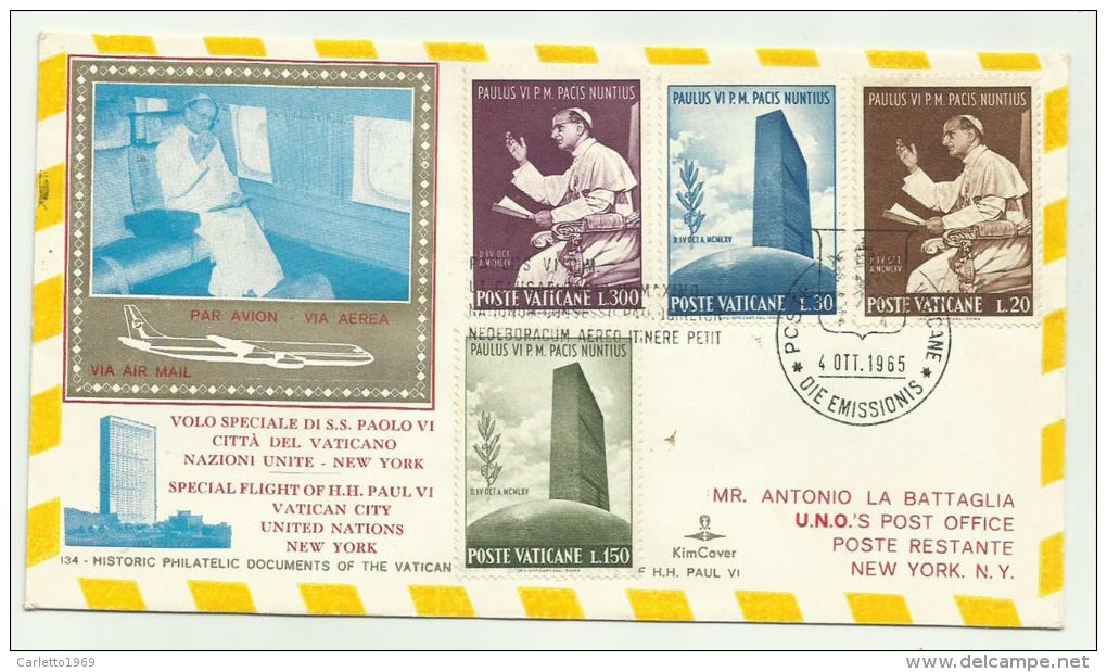 VOLO SPECIALE DI S.S. PAOLO VI DI  1965 POSTA VATICANO - Lettres & Documents