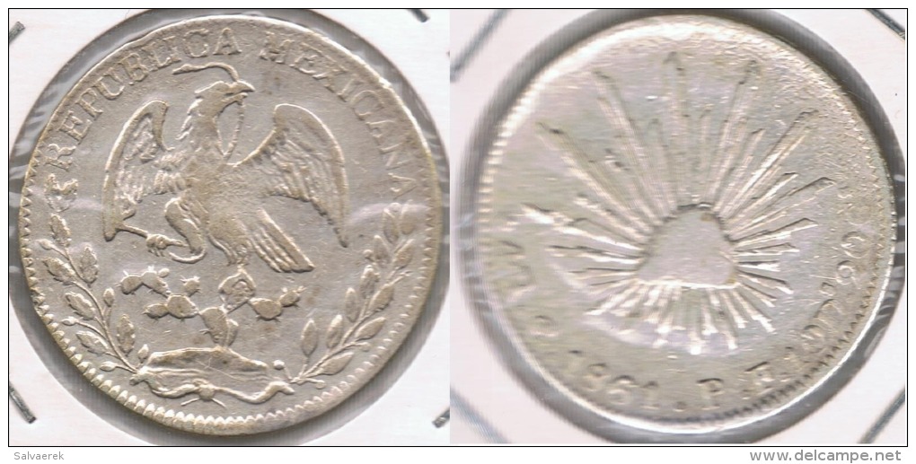 MEXICO GUANAJUATO 4 REALES 1861 PLATA SILVER T - Mexico