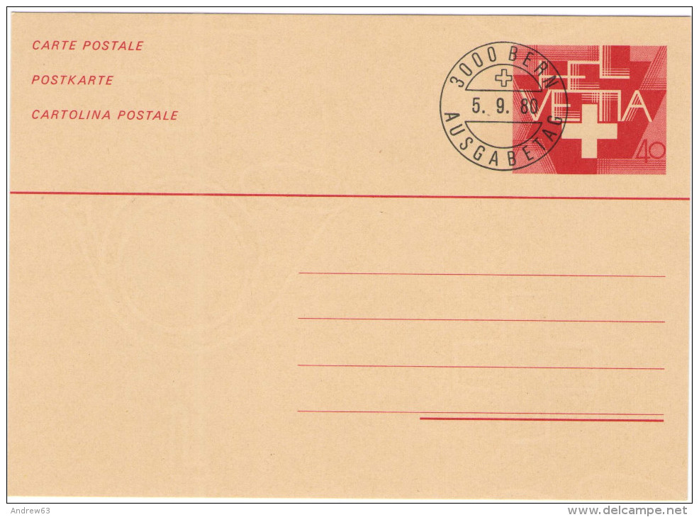 SVIZZERA - SUISSE - HELVETIA - 1980 - 40 Rp - Carte Postale - Postal Card - Intero Postale - Entier Postal - Postal S... - Interi Postali