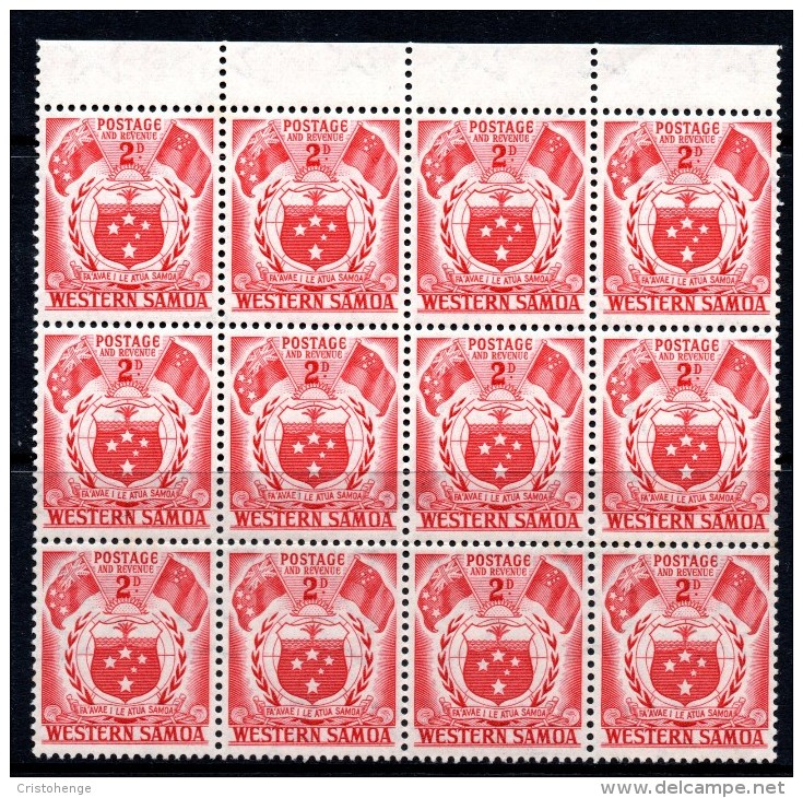 Samoa - UN Territory - 1952 Definitives - 2d Seal Of Samoa Block Of 12 MNH (SG 221) - Samoa