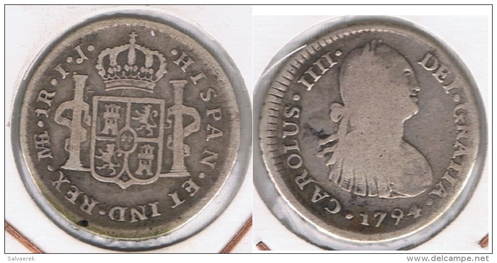 PERU LIMA CARLOS IIII  REAL 1794 PLATA SILVER T - Perú