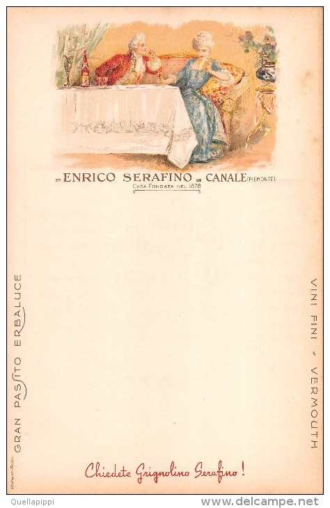 02485 "MENU DECORATO CON PUBBLICITA´ ENRICO SERAFINO - CANALE - PIEMONTE - CASA FONDATA 1878".  ORIG - Menu