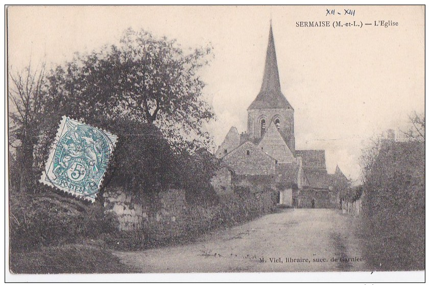 49 SERMAISE Petit Chemin Du VILLAGE  EGLISE Timbré 1907 - Otros & Sin Clasificación