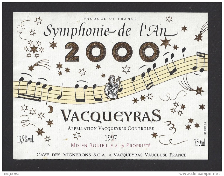 Etiquette De Vin Vacqueyras 1997-Symphonie De L´An 2000-Theme Musique - SCA à Vacqueyras (84) - Musique