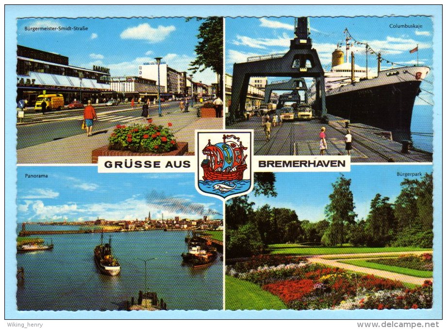 Bremerhaven - Mehrbildkarte 8  Mit Schiff Bremen - Bremerhaven